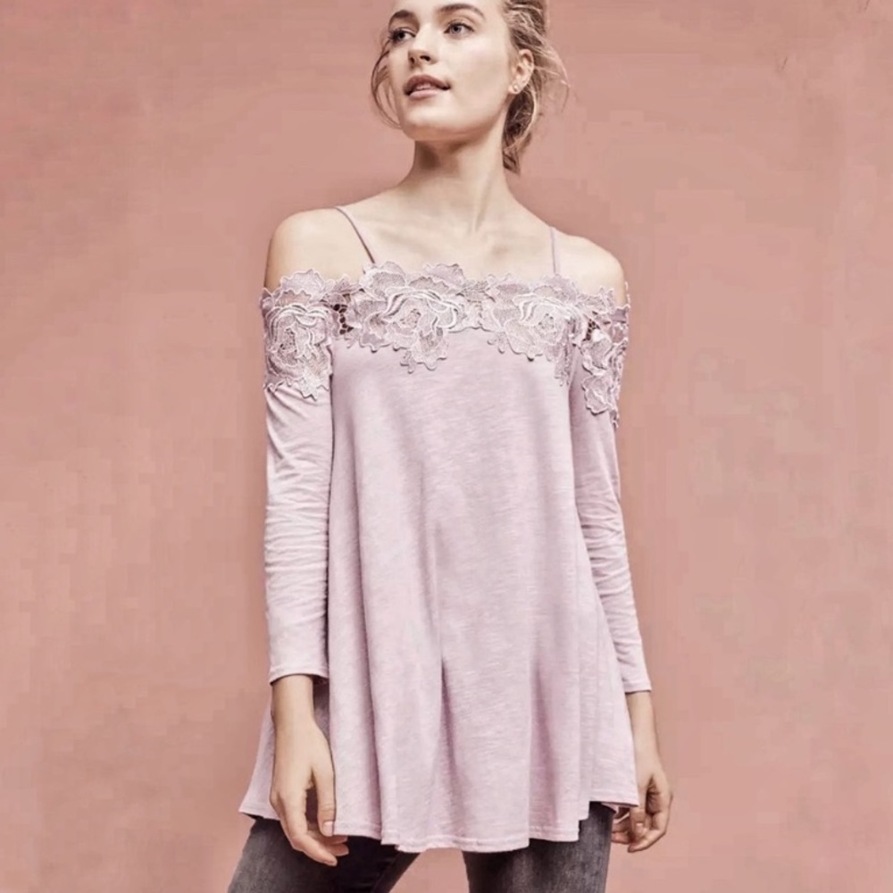 Anthropologie Meadow Rue Laceline Off-the shoulder - Picture 2 of 8